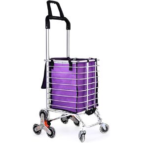 Portable Stair Climbing Shopping Cart for Groceries & Hand cart 2-in-1, Lightweight Small Utility Cart with Waterproof Liner, Elastic Cord for Luggage,Laundry,Camping,Transport,Silver,35L