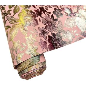 16" x 54" Colorful Floral Faux Leather Fabric for DIY Crafts, Patterned Leatherette PU Fabric for Makeup Case Handbags Purse DIY Repair Projects-Violet