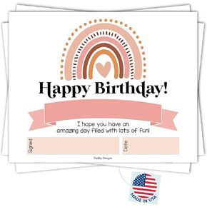 Hadley Designs 25 Pink Birthday Certificates for Kids Classroom Birthday Gifts-Happy Birthday Certificates for Students, Birthday Awards for Students, Birthday Awards Classroom Supplies