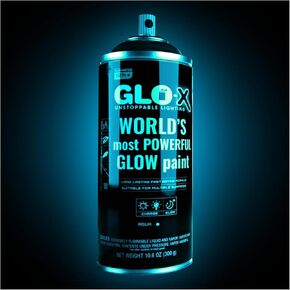 Blue Glow In The Dark Spray Paint (10.6 oz) Clear Spray Paint That Glows Neon Blue In The Dark - Light & Sun Activated - Glow In The Dark Paint for Fabric Stencil & Decorative Items - Acrylic Glow Paint