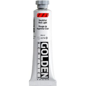 Heavy Body Acrylics by GOLDEN, Naphthol Red Light, 2 fl. oz. Tube, Professional Acrylic Paint, Semi-Transparent