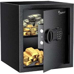 Bonsaii 0.22 Cubic Feet Safe Box - Steel Construction with Key Lock, Compact Hidden Safe for Home, Ideal for Storing Cash & Jewelry - Dimensions: 6.69" x 9.06" x 6.69"