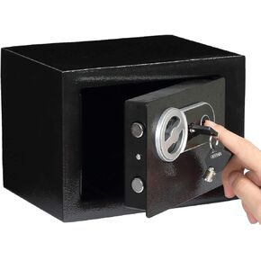 Yuanshikj Fingerprint Key Security Safe Lock Box Steel Digital Deposit for Home Office Hotel Business Cash Jewelry Storage Cabinet (BLACK 0.2CF)