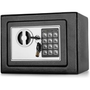 Flexzion Digital Safe Box 9" Electronic Keypad Lock Security Gun Cash Jewelry Passport Valuable Wall Cabinet For Home Office Hotel with 2 Keys Fit Anywhere