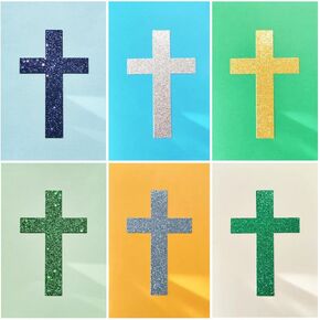 24 Religious Cross Cards (6 Designs) - Glittering Baptism, Christening & Prayer Greeting Cards with Blank Insides, Envelopes & 24 Bling Seals - Inspirational Gifts for Holidays, Weddings & More