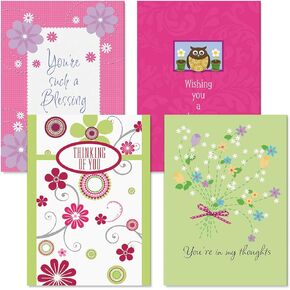 Thinking of You Religious Greeting Cards Value Pack - Set of 8 (4 Designs) Large 5" x 7" Cards, Sentiments Inside, Faith Friendship Cards