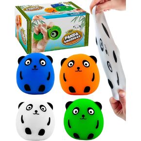 YoYa Toys Panda Squisheez Squishy Stress Relief Balls (Set of 4) | Stretchy Fidget Animal Shaped Toy for Boys, Girls & Adults | Colorful Squeezing Stretch Toy | Great for ADHD, Autism, Anxiety