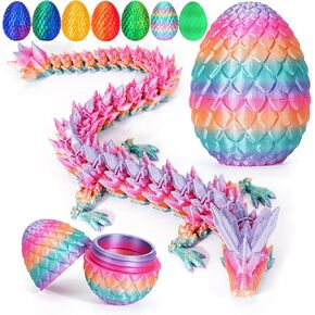 TBOLINE 3D Printed Dragon Egg,Dragon Eggs with Dragon Inside,Crystal Dragon Fidget Toys,Full Articulated Dragon Dragon in Egg,Adults Fidget Toys for Autism ADHD (Random Rainbow Dragon Egg), Small