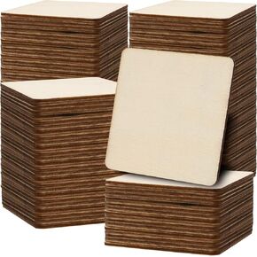 200 PCS 3 x 3 Inch Square Wood Pieces, Wood Squares for Crafts, Wood Tiles, Unfinished Wood Pieces for DIY Supplies, Painting, Art Projects