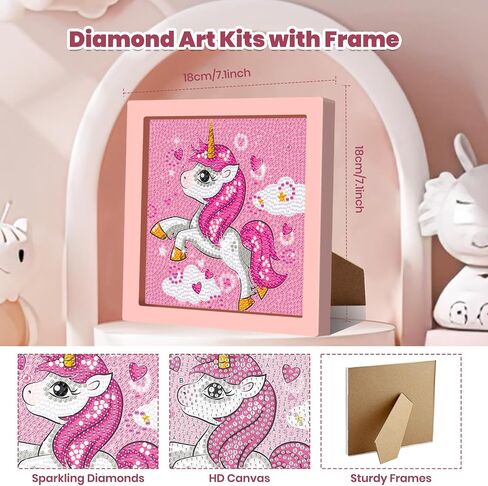 Genius maker Diamond Art Kits with Frame, 5D Diamond Art Kits, Rabbit Diamond Gem Art for Girls Boys, Flower Diamond Dots Kits, Painting Arts and Crafts for Home Wall Decor(7x7inch) in Saudi Arabia