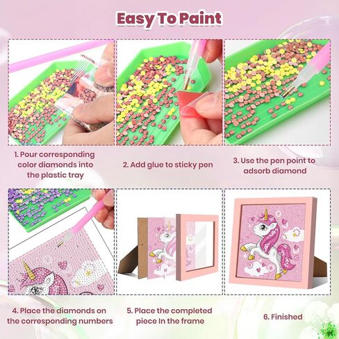 Genius maker Diamond Art Kits with Frame, 5D Diamond Art Kits, Rabbit Diamond Gem Art for Girls Boys, Flower Diamond Dots Kits, Painting Arts and Crafts for Home Wall Decor(7x7inch) in Saudi Arabia