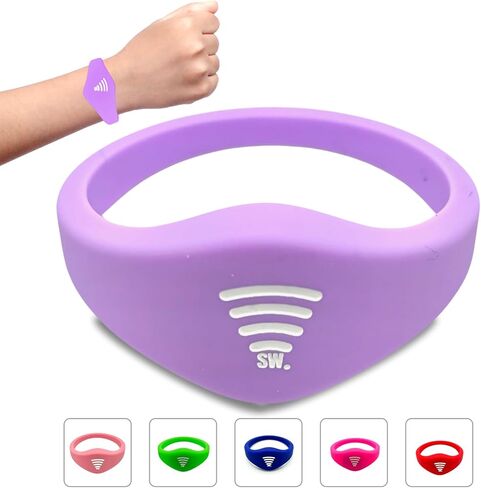 Kids ID Bracelet, Fitted NFC Safety Wristband, Waterproof Slip-On ID Band | Waterproof silicone; not GPS; wrist or ankle wear; ideal for theme parks, travel & beaches; slip-on fit in Kuwait