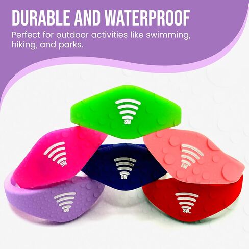Kids ID Bracelet, Fitted NFC Safety Wristband, Waterproof Slip-On ID Band | Waterproof silicone; not GPS; wrist or ankle wear; ideal for theme parks, travel & beaches; slip-on fit in Kuwait
