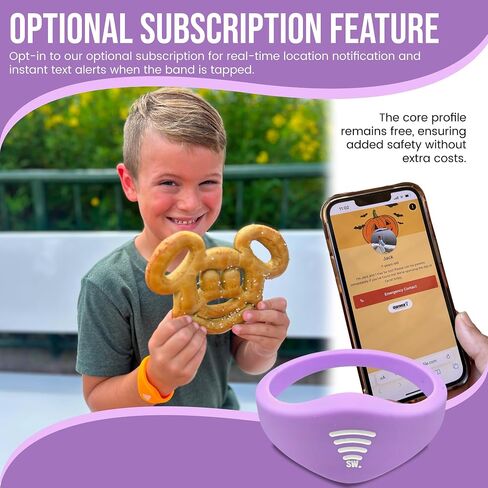 Kids ID Bracelet, Fitted NFC Safety Wristband, Waterproof Slip-On ID Band | Waterproof silicone; not GPS; wrist or ankle wear; ideal for theme parks, travel & beaches; slip-on fit in Kuwait