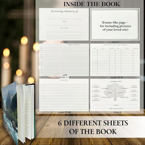 Funeral Guest Book | Memorial Guest Book | Guest Book for Funeral Hardcover | Guestbook for Sign in, Celebration of Life Memorial Service | Funeral Guest Sign Book with Memory Table Card Sign Included in Saudi Arabia