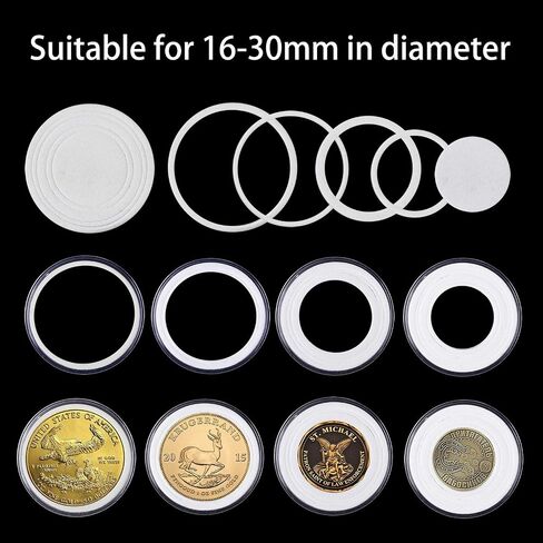 100 Pieces 30mm Coin Capsules and 5 Sizes (17/20/25/27/30mm) Protect Gasket Coin Holder Case with Plastic Storage Organizer Box for Coin Collection Supplies in Saudi Arabia