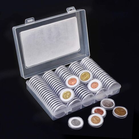 100 Pieces 30mm Coin Capsules and 5 Sizes (17/20/25/27/30mm) Protect Gasket Coin Holder Case with Plastic Storage Organizer Box for Coin Collection Supplies in Saudi Arabia
