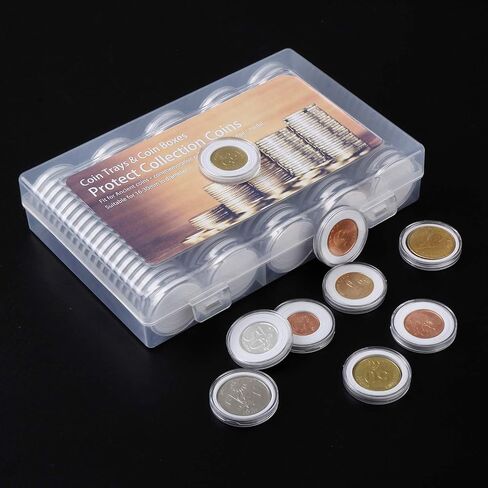 100 Pieces 30mm Coin Capsules and 5 Sizes (17/20/25/27/30mm) Protect Gasket Coin Holder Case with Plastic Storage Organizer Box for Coin Collection Supplies in Saudi Arabia