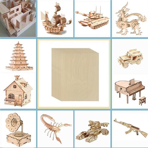 Unfinished Wood Pieces,25Pcs Basswood Sheets 1/16,Thin Plywood Wood Sheets for Crafts,Perfect for DIY Projects, Painting, Drawing, Laser, Wood Engraving, Wood Burning and CNC Cutting(150x100x1.5mm) in Kuwait