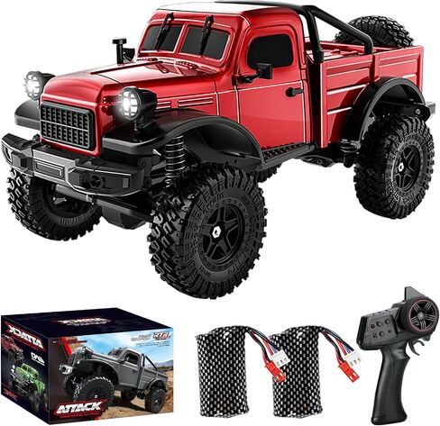 1:18 Scale All Terrain Remote Control Car, 2.4 GHz 4WD RC Rock Crawler with LED Lights, 12KPH Off-Road Pickup Truck Vehicle Toys RTR Gift for Kids Adults in Kuwait
