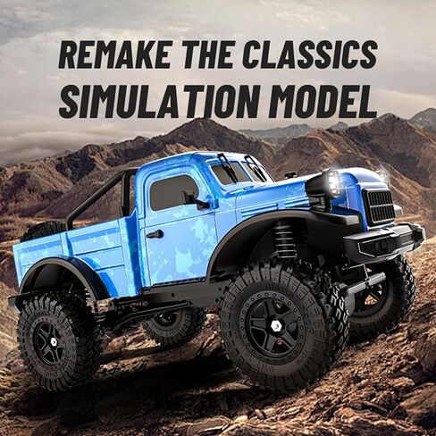 1:18 Scale All Terrain Remote Control Car, 2.4 GHz 4WD RC Rock Crawler with LED Lights, 12KPH Off-Road Pickup Truck Vehicle Toys RTR Gift for Kids Adults in Kuwait