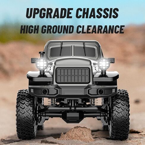 1:18 Scale All Terrain Remote Control Car, 2.4 GHz 4WD RC Rock Crawler with LED Lights, 12KPH Off-Road Pickup Truck Vehicle Toys RTR Gift for Kids Adults in Kuwait
