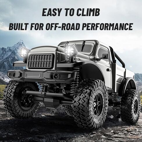 1:18 Scale All Terrain Remote Control Car, 2.4 GHz 4WD RC Rock Crawler with LED Lights, 12KPH Off-Road Pickup Truck Vehicle Toys RTR Gift for Kids Adults in Kuwait