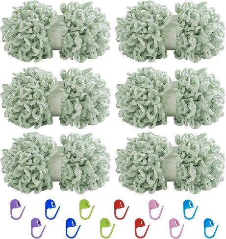 Hombys Bulky Velvet Loop Yarn for Finger Knitting & Crocheting - Soft, Off The Hook Chenille Yarn - Sage Green, 6 Pack (9.8 yds, 3.5 oz Each Skein) in Saudi Arabia