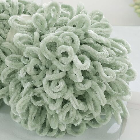 Hombys Bulky Velvet Loop Yarn for Finger Knitting & Crocheting - Soft, Off The Hook Chenille Yarn - Sage Green, 6 Pack (9.8 yds, 3.5 oz Each Skein) in Saudi Arabia