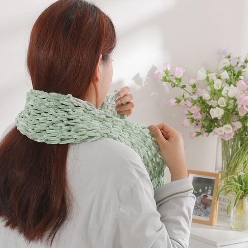 Hombys Bulky Velvet Loop Yarn for Finger Knitting & Crocheting - Soft, Off The Hook Chenille Yarn - Sage Green, 6 Pack (9.8 yds, 3.5 oz Each Skein) in Saudi Arabia