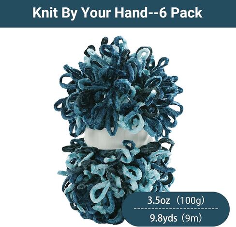 Hombys Bulky Velvet Loop Yarn for Finger Knitting & Crocheting - Soft, Off The Hook Chenille Yarn - Sage Green, 6 Pack (9.8 yds, 3.5 oz Each Skein) in Saudi Arabia