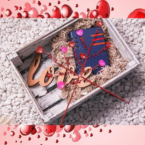 10 Pieces Valentine's Day Heart Berry Spray Branches Heart Stems Picks Spray for Valentine's Day Wedding Party Daily Decoration (Red & Pink) in Saudi Arabia