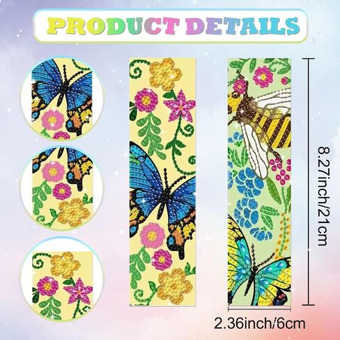 beinkmake 10Pcs Flower and Bird Diamond DIY Painting Bookmarks DIY Rhinestones Bookmark with Crystal Pendant for Beginner Crafts in Saudi Arabia