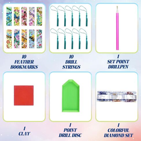 beinkmake 10Pcs Flower and Bird Diamond DIY Painting Bookmarks DIY Rhinestones Bookmark with Crystal Pendant for Beginner Crafts in Saudi Arabia
