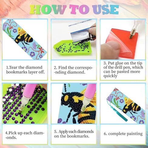 beinkmake 10Pcs Flower and Bird Diamond DIY Painting Bookmarks DIY Rhinestones Bookmark with Crystal Pendant for Beginner Crafts in Saudi Arabia