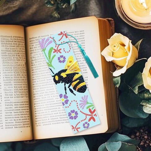 beinkmake 10Pcs Flower and Bird Diamond DIY Painting Bookmarks DIY Rhinestones Bookmark with Crystal Pendant for Beginner Crafts in Saudi Arabia