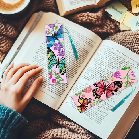 beinkmake 10Pcs Flower and Bird Diamond DIY Painting Bookmarks DIY Rhinestones Bookmark with Crystal Pendant for Beginner Crafts in Saudi Arabia