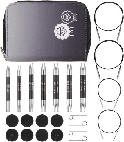 KnitPro Karbonz Deluxe Interchangeable Needle Set 4"(10cm) | 9 US Sizes (2.5 to 10) in Saudi Arabia