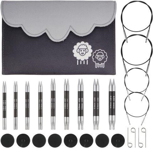 KnitPro Karbonz Deluxe Interchangeable Needle Set 4"(10cm) | 9 US Sizes (2.5 to 10) in Saudi Arabia