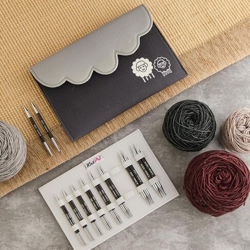 KnitPro Karbonz Deluxe Interchangeable Needle Set 4"(10cm) | 9 US Sizes (2.5 to 10) in Saudi Arabia