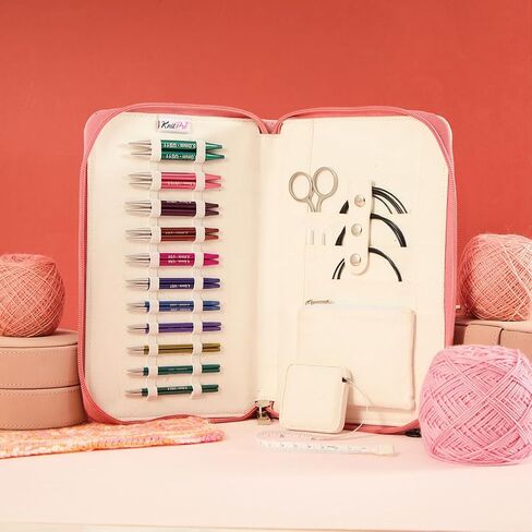 KnitPro Zing Starter Interchangeable Needles Set 5" (13cm) | 5 US Sizes (2.5-8) with 2 Swivel Cables, 4 end caps, 2 Cable Keys, and 1 Set of Cable connectors in Kuwait