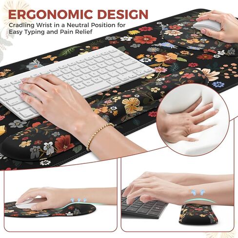 iCasso Floral Desk Mat, 4in1 Large Mouse Pad with Wrist Rest, Desk Matt for Desktop, Desk Pad Mat, Anti-Slip XXL Big Computer Ergonomic Mousepad with Wrist Support for Keyboard and Mouse (Green) in Saudi Arabia