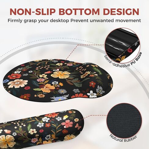 iCasso Floral Desk Mat, 4in1 Large Mouse Pad with Wrist Rest, Desk Matt for Desktop, Desk Pad Mat, Anti-Slip XXL Big Computer Ergonomic Mousepad with Wrist Support for Keyboard and Mouse (Green) in Saudi Arabia