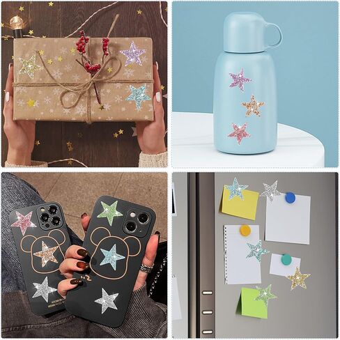Prasacco 16 Pieces Colorful Rhinestone Star Patches, Bling Iron on Star Patches Rhinestone Glitter Star Patches Shiny Star Patches Appliques for DIY Clothing Jeans Hat Repair Decoration in Saudi Arabia