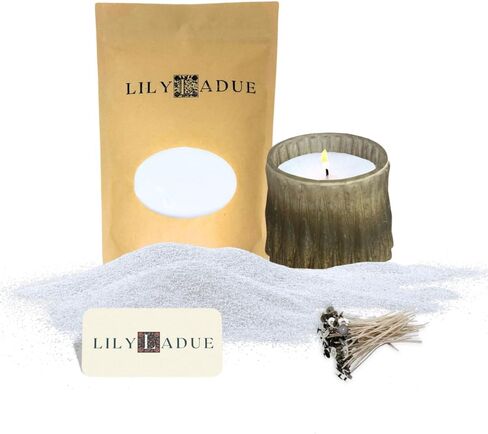 LILY LADUE Pearl Wax Sand Candle Making Kit for Adults - 1 Lb. Unscented Pearled Candle Sand Beads with 24 Wicks, Glass Volcano Vessel, DIY Kits for Adult Beginners and Teens, Fun Activity for Home in Saudi Arabia