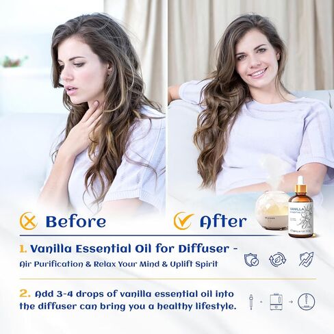 HIQILI 1 Fl Oz Vanilla Essential Oil, Undiluted Natural Strong Fragrance Add in Skin Perfume, Unscented Lotion, Candle Soap Making Scent, Relax at Home with Diffuse Warm Sweet Aroma in Saudi Arabia
