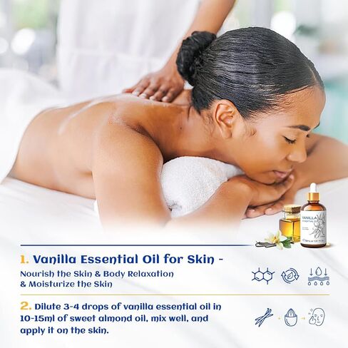 HIQILI 1 Fl Oz Vanilla Essential Oil, Undiluted Natural Strong Fragrance Add in Skin Perfume, Unscented Lotion, Candle Soap Making Scent, Relax at Home with Diffuse Warm Sweet Aroma in Saudi Arabia