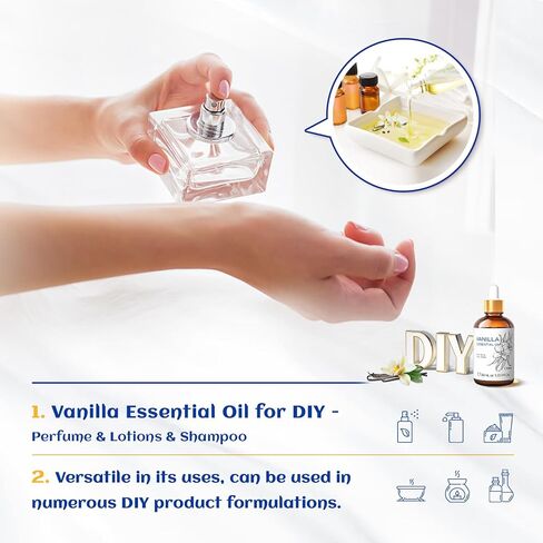 HIQILI 1 Fl Oz Vanilla Essential Oil, Undiluted Natural Strong Fragrance Add in Skin Perfume, Unscented Lotion, Candle Soap Making Scent, Relax at Home with Diffuse Warm Sweet Aroma in Saudi Arabia