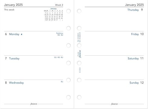 Filofax Calendar Diary Refill, Pocket Size, Week-to-View, White Paper, Unruled, English, 2025 (C68221-25) in Saudi Arabia