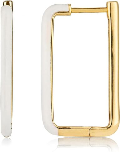 14KT Gold Earring | Enamel Jewelry for Women | Gold Rectangle Earrings | Rectangle Earrings for Women | Enamel Hoops | Color Hoop Earrings | Enamel Earrings for Women by MAX + STONE in Saudi Arabia